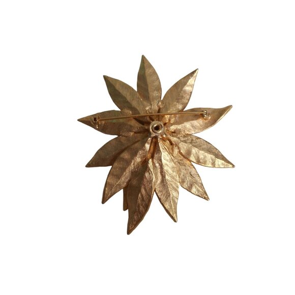 Vintage Floral Gold Pearl & clear stones Jewelry Brooch Pin Estate Find - Picture 2 of 2